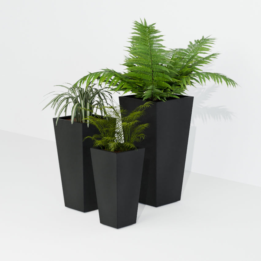 tall planter box indoor Tapered Steel Planter Box 12-in W x 24-in H x 12-in L / COR-TEN