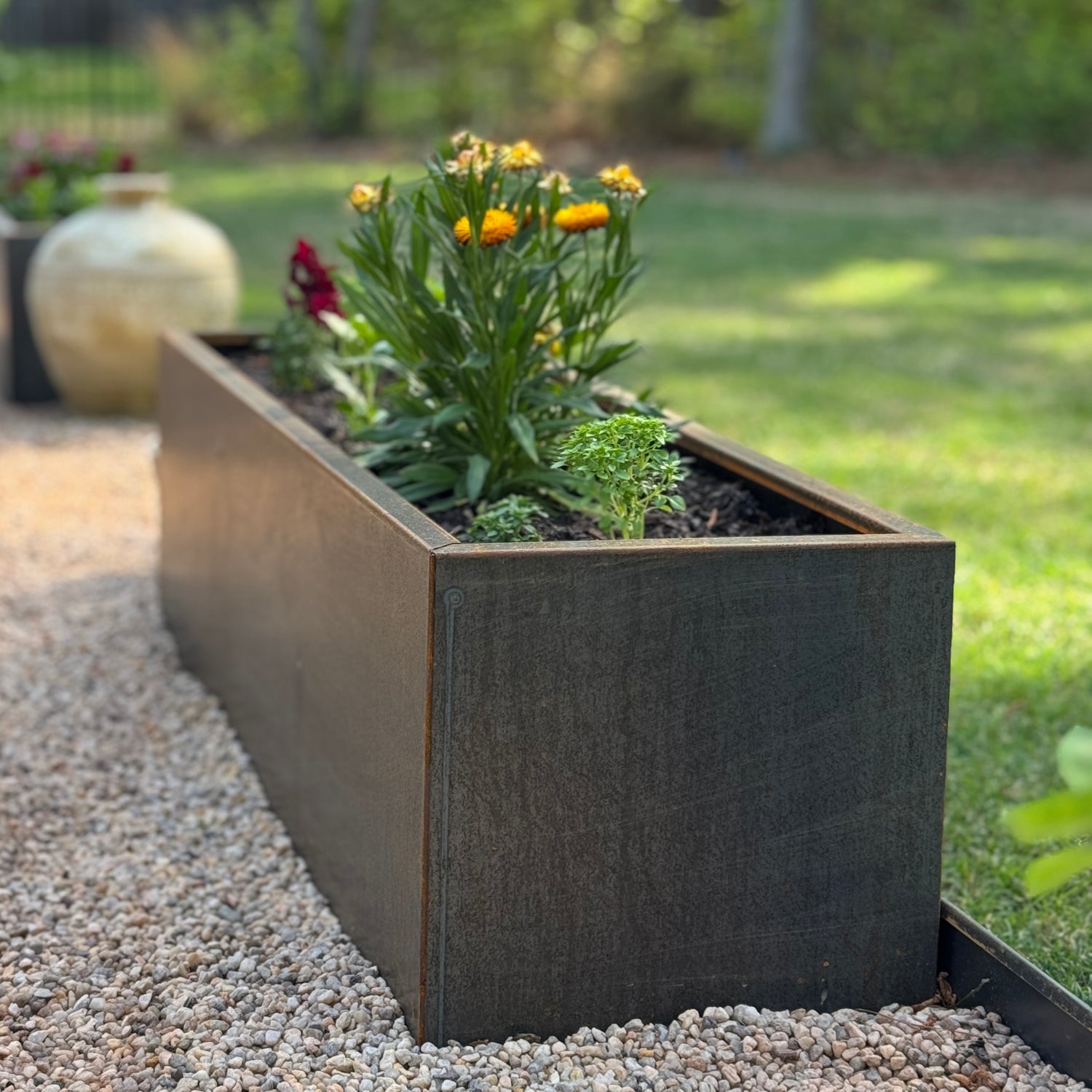 box planters Modern Steel Planter Box – Lewis Bamboo