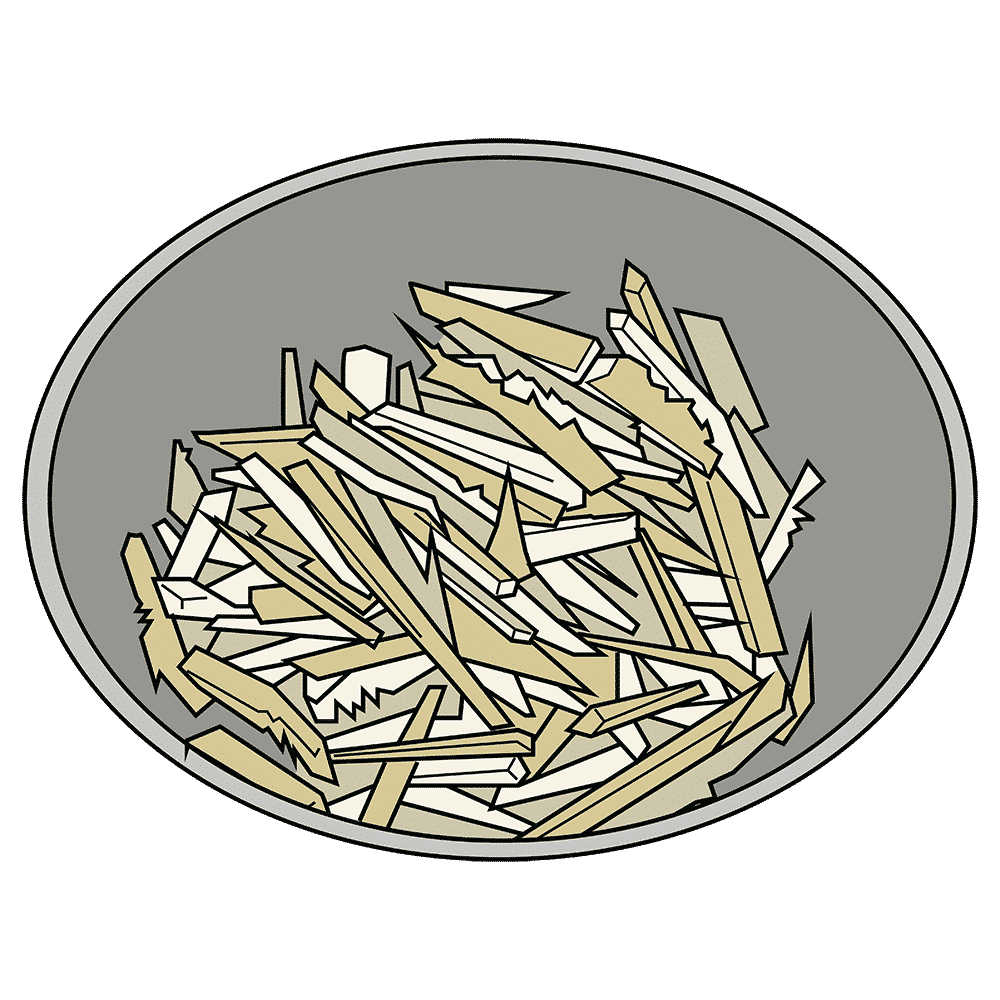 Thin sliced shoots ready to cook